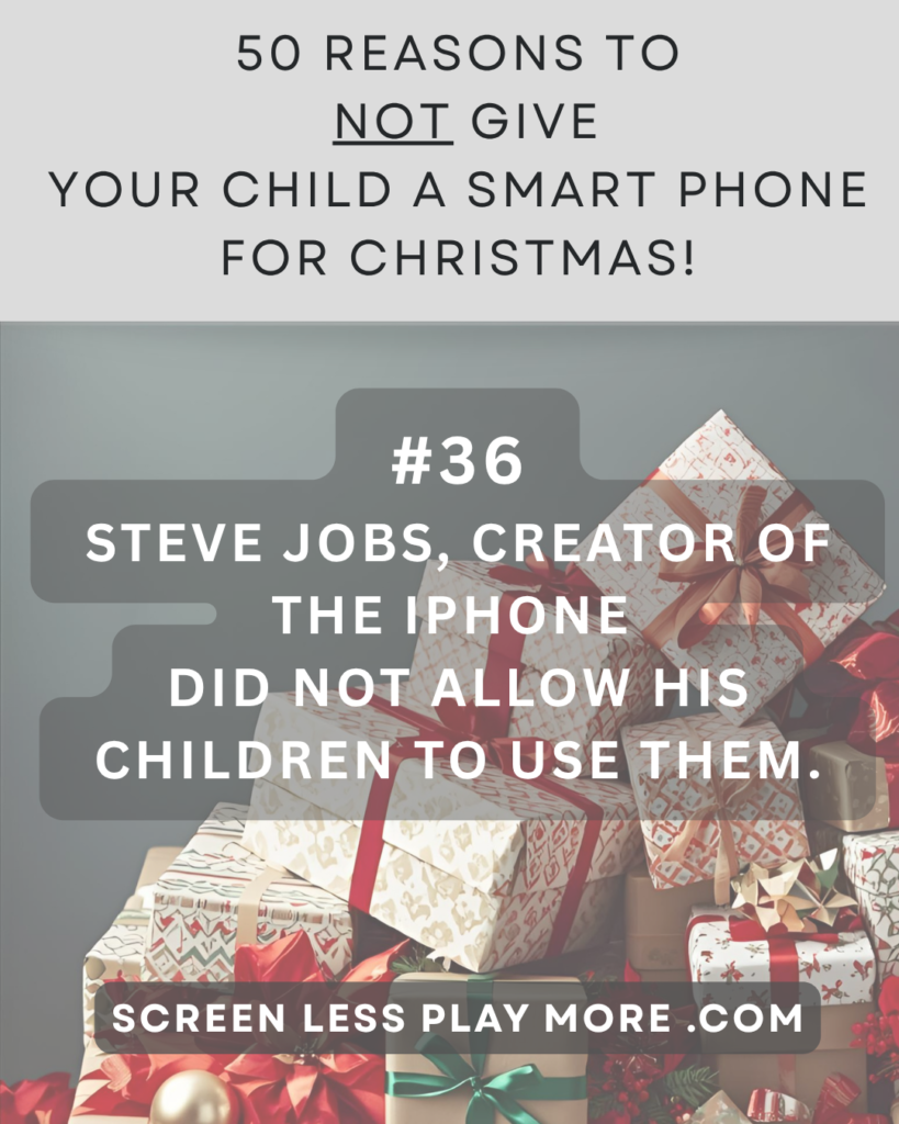smart phones are experience blockers,  smartphone use causes suicidal thoughts, pornography exposure, cell phones distract teenagers, smart phones erodes memory, phones can reveal hiding places during active shooter situations, school shooting, smart phones can expose children to sextortion, prolonged smartphone use linked to pediatric dry eye disease, screen media associated with sleep deprivation, phones encourage immediate gratification, phones erodes grit, smart phones are like cocaine, Steve Jobs didn't let his kids use iPhones or iPads. 